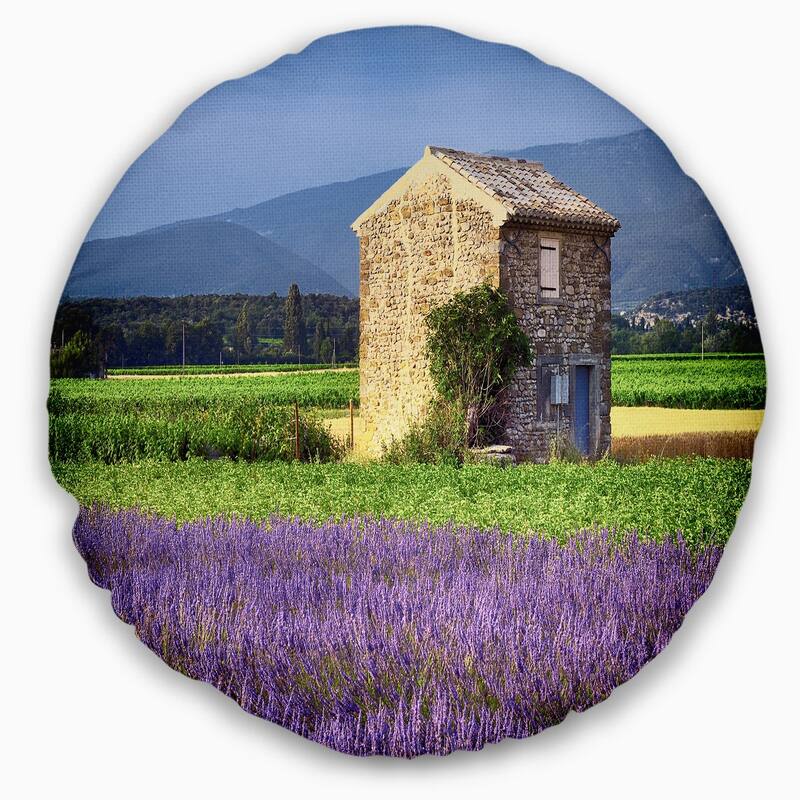 Designart 'House in the Lavender Field' Landscape Printed Throw Pillow