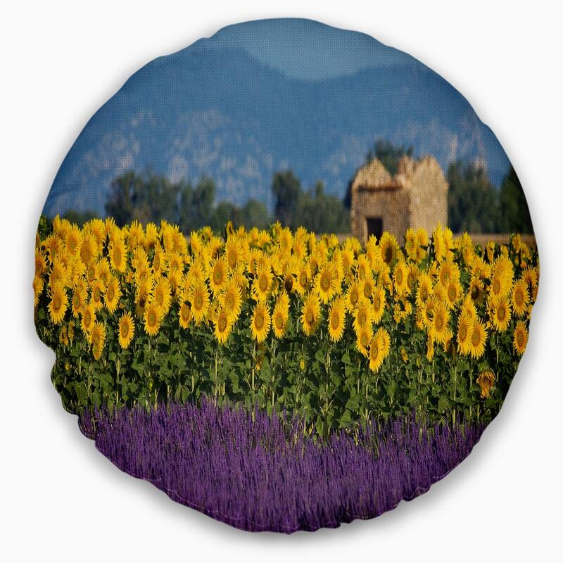 Designart 'Lavender and Sunflower in Provence' Floral Throw Pillow