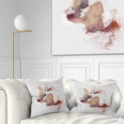 Designart 'Cute Puppy Portrait Watercolor' Animal Throw Pillow