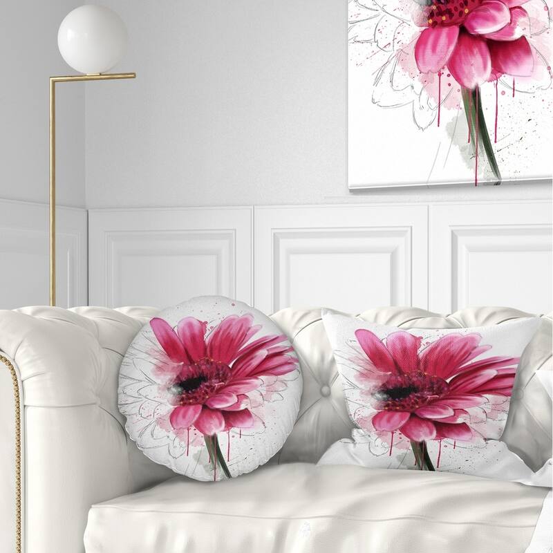 Designart 'Blooming Red Flower Watercolor' Floral Throw Pillow - Rectangle - 12 in. x 20 in. - Medium