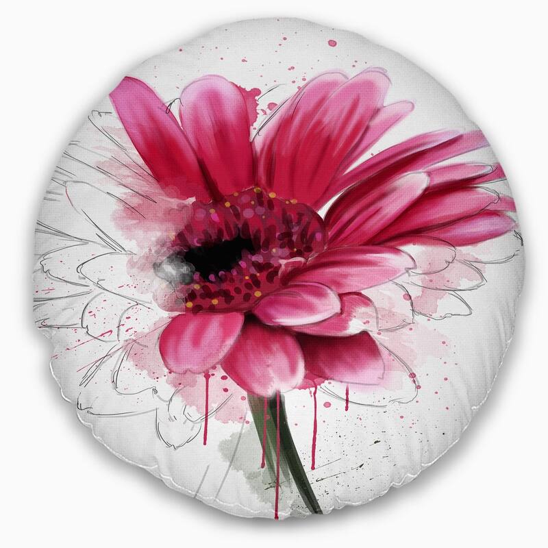 Designart 'Blooming Red Flower Watercolor' Floral Throw Pillow