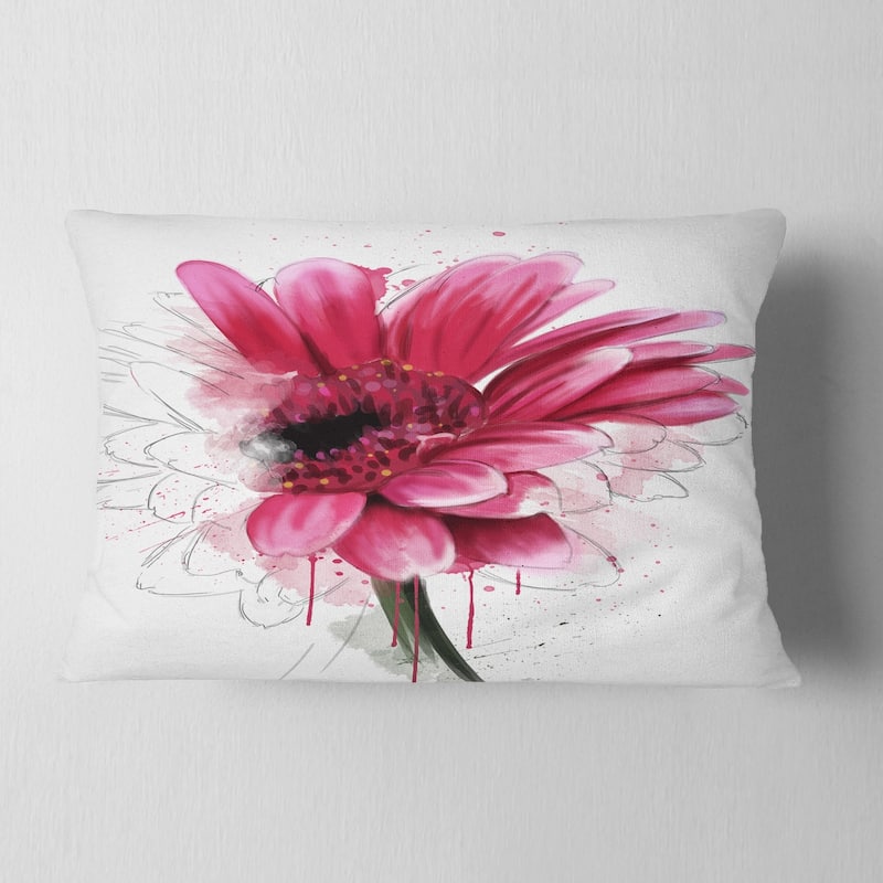 Designart 'Blooming Red Flower Watercolor' Floral Throw Pillow