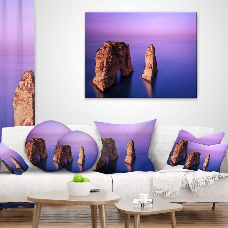 Designart 'Rawsha Rock on Sunset' Seascape Throw Pillow