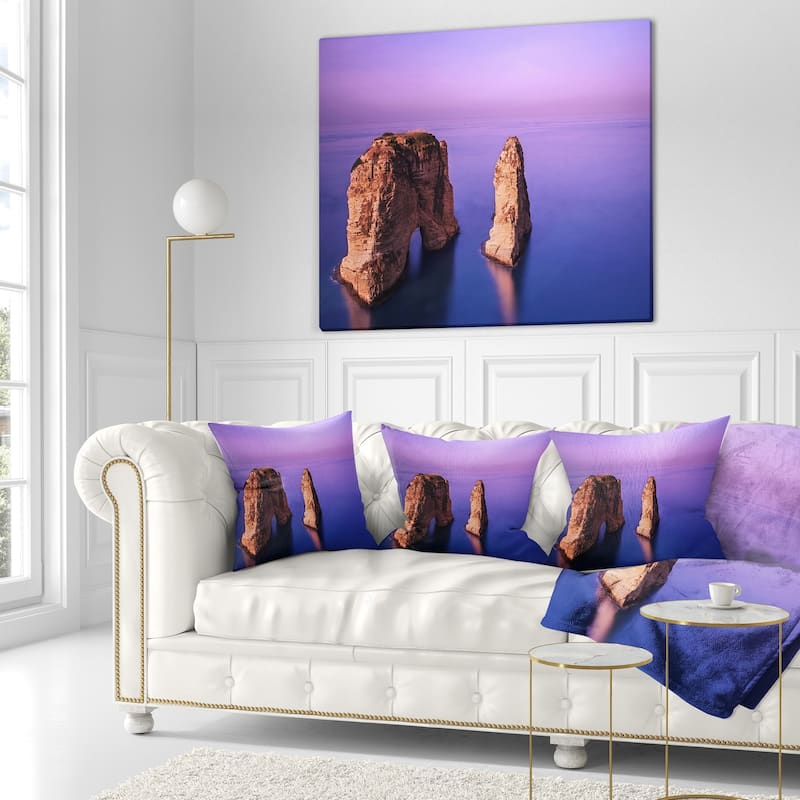 Designart 'Rawsha Rock on Sunset' Seascape Throw Pillow