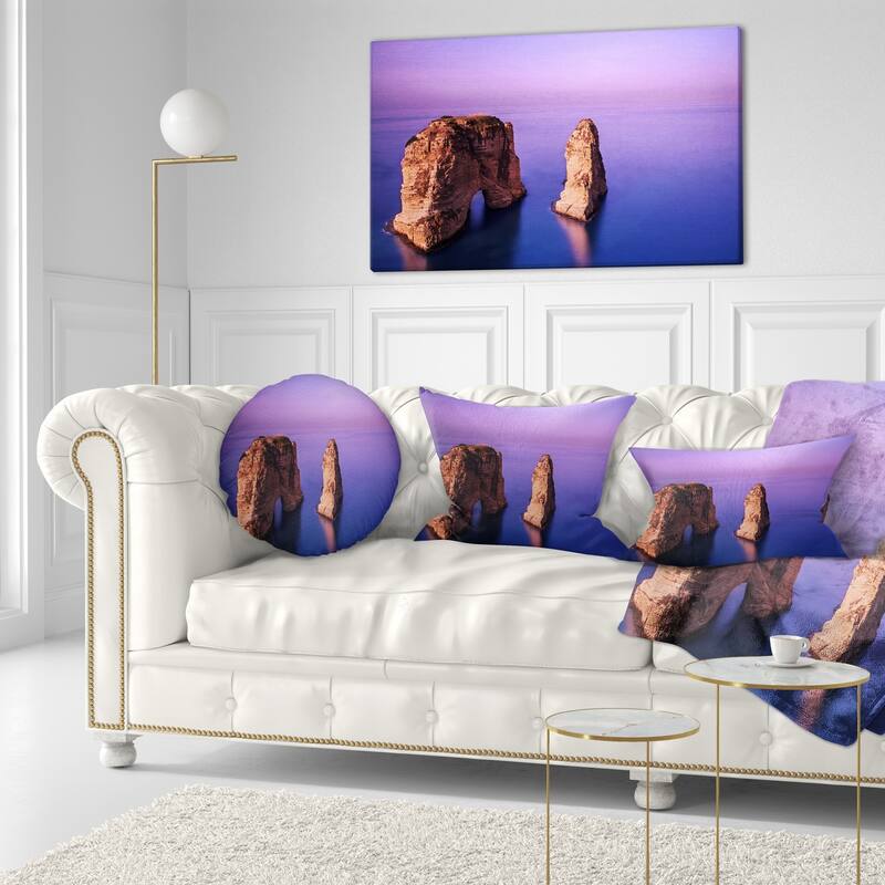 Designart 'Rawsha Rock on Sunset' Seascape Throw Pillow