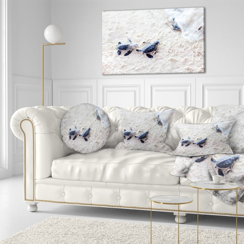 Designart 'Baby Green Turtles on Sand' Animal Throw Pillow