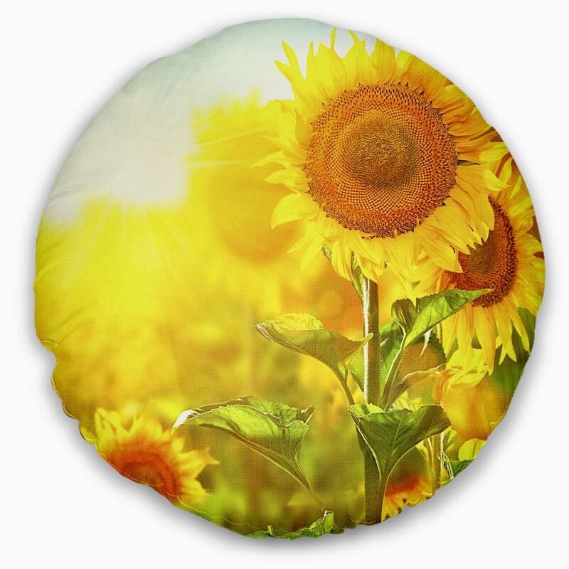 Designart 'Bright Sunflowers Blooming on Field' Animal Throw Pillow