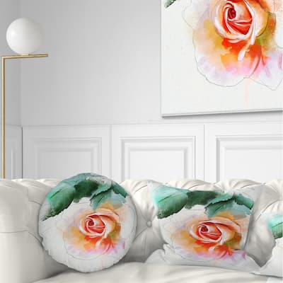 Designart 'Beautiful Red Rose with Leaves' Floral Throw Pillow