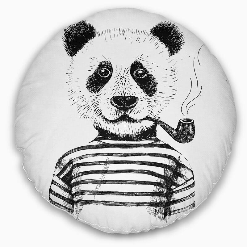 Designart 'Hipster Pandas Black and White' Animal Throw Pillow