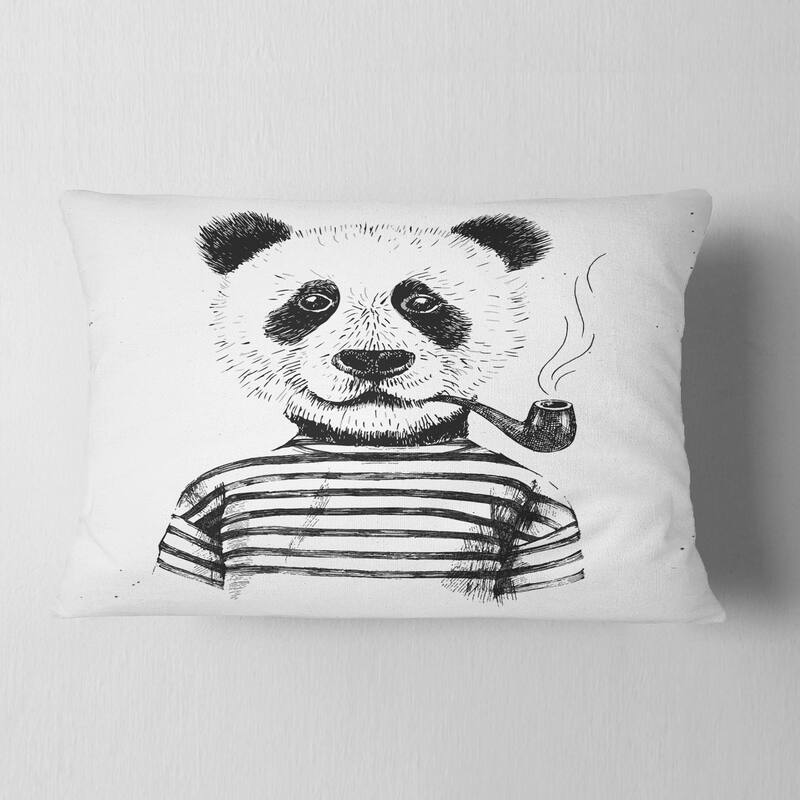 Designart 'Hipster Pandas Black and White' Animal Throw Pillow
