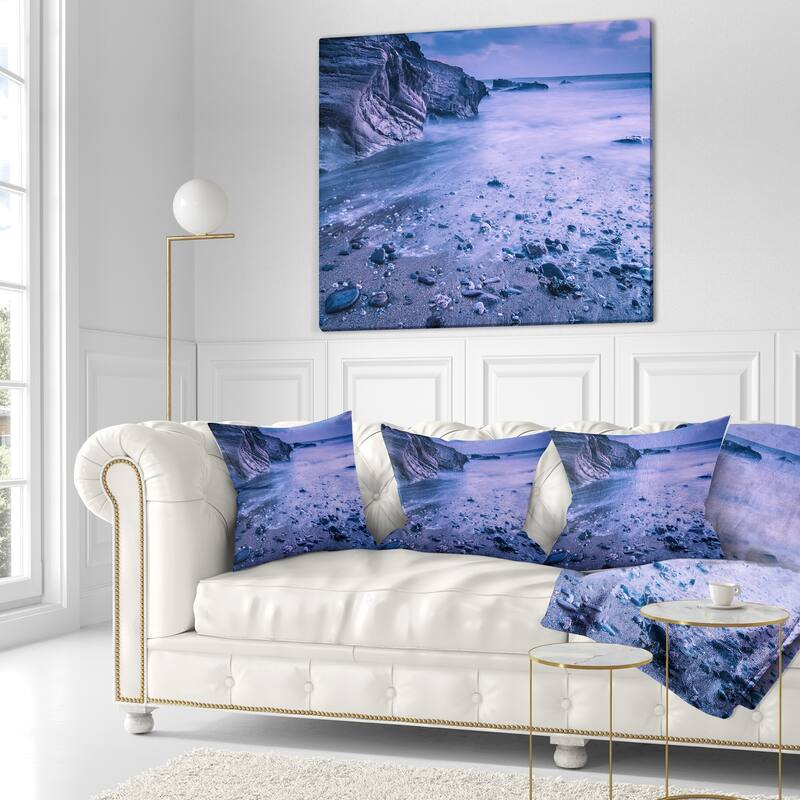 Designart 'Calm Time Lapse on Beach at Sunset' Seashore Throw Pillow