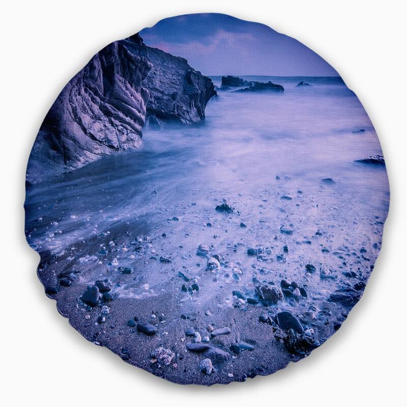 Designart 'Calm Time Lapse on Beach at Sunset' Seashore Throw Pillow