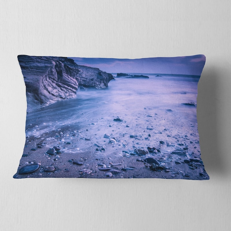 Designart 'Calm Time Lapse on Beach at Sunset' Seashore Throw Pillow