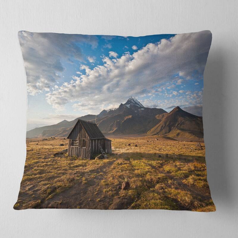 Designart 'Old House on Kamchatka Island' Landscape Printed Throw Pillow - Square - 18 in. x 18 in. - Medium
