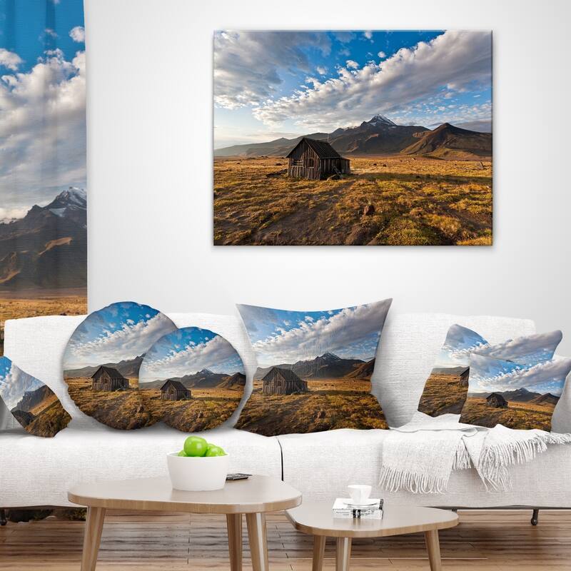 Designart 'Old House on Kamchatka Island' Landscape Printed Throw Pillow