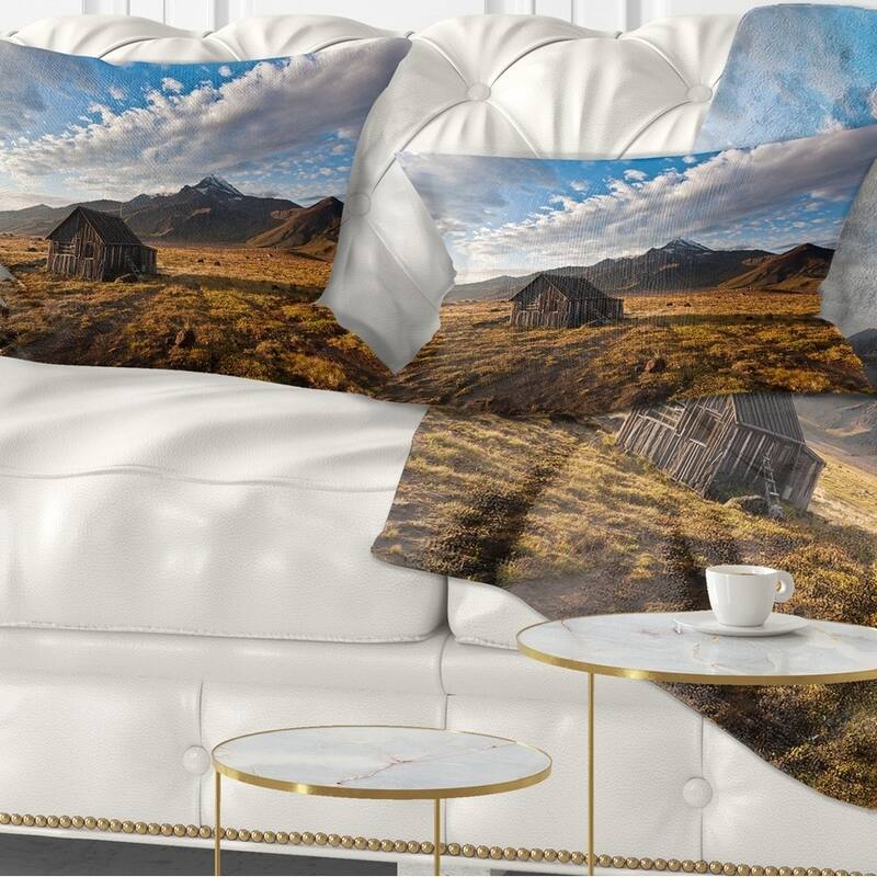 Designart 'Old House on Kamchatka Island' Landscape Printed Throw Pillow - Rectangle - 12 in. x 20 in. - Medium