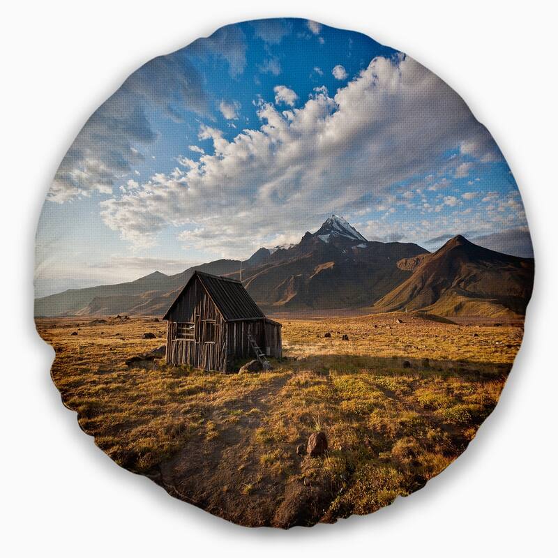 Designart 'Old House on Kamchatka Island' Landscape Printed Throw Pillow