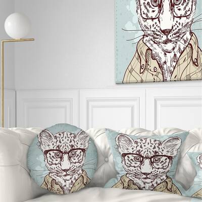 Designart 'Hipster Leopard with Glasses' Animal Throw Pillow