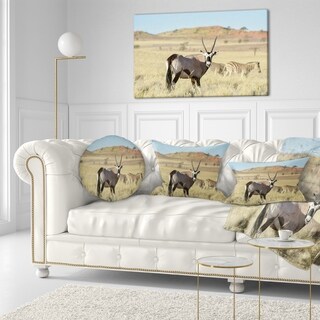 Designart 'wildlife In Namibia Grassland' African Throw Pillow - On 