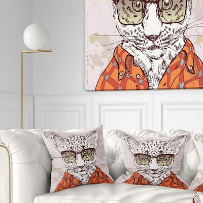 Designart 'Funny Hipster Leopard with Glasses' Animal Throw Pillow