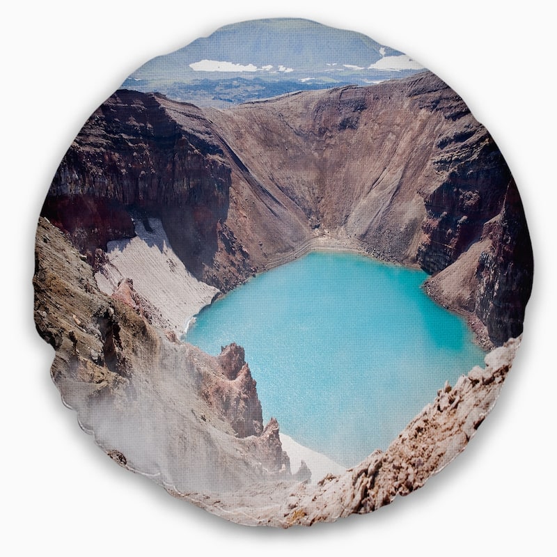 Designart 'Crater of Volcano Goreliy' Landscape Printed Throw Pillow