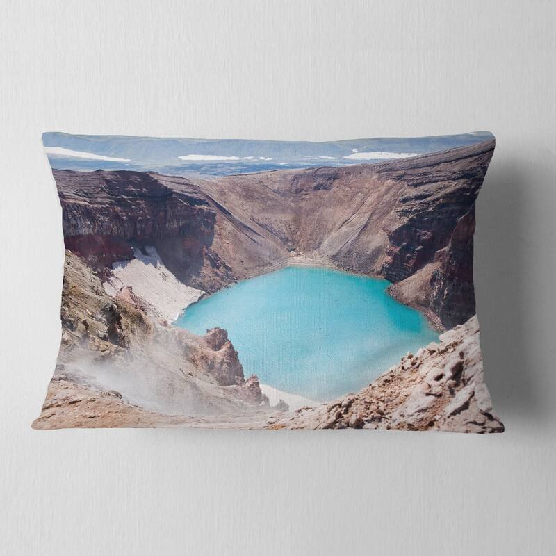Designart 'Crater of Volcano Goreliy' Landscape Printed Throw Pillow