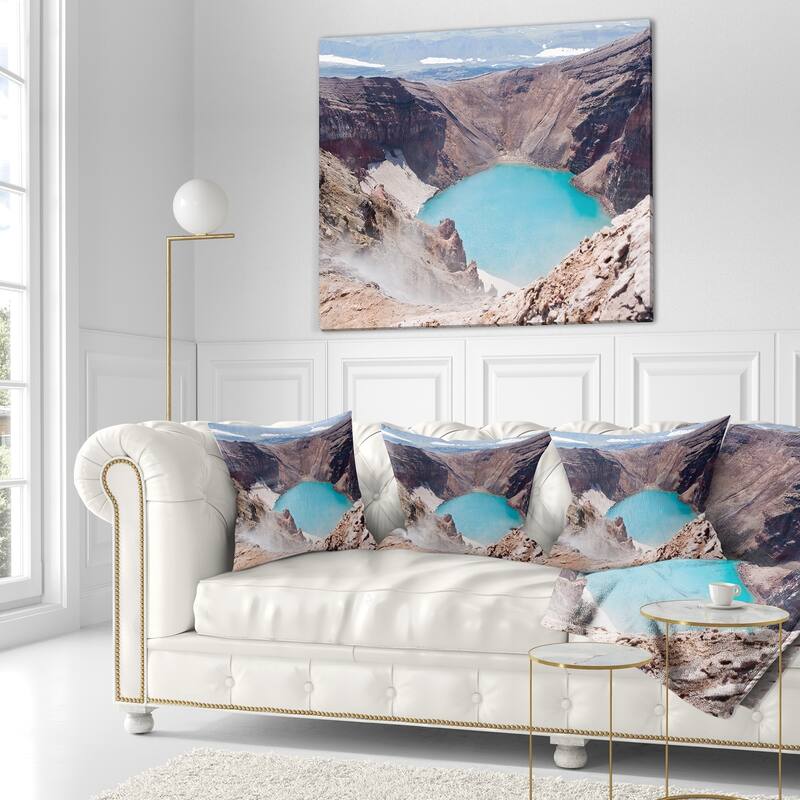 Designart 'Crater of Volcano Goreliy' Landscape Printed Throw Pillow