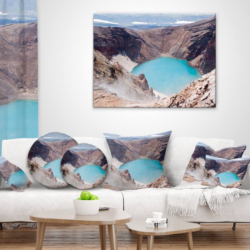 Designart 'Crater of Volcano Goreliy' Landscape Printed Throw Pillow