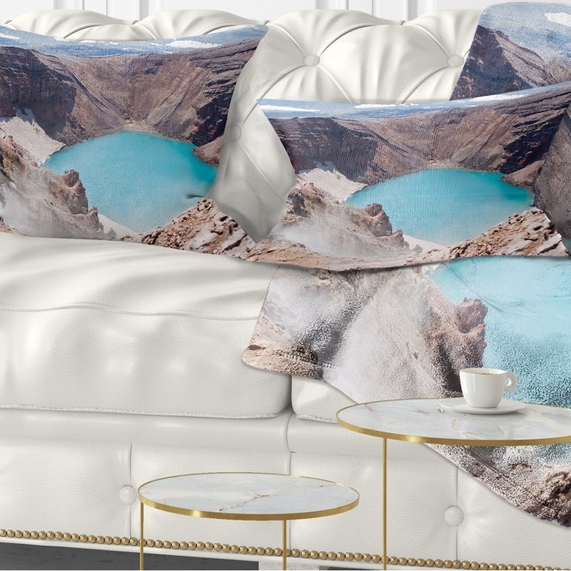 Designart 'Crater of Volcano Goreliy' Landscape Printed Throw Pillow - Rectangle - 12 in. x 20 in. - Medium