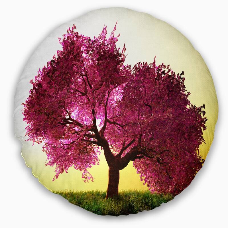 Designart 'Cherry Blossom in Beautiful Garden' Landscape Printed Throw Pillow