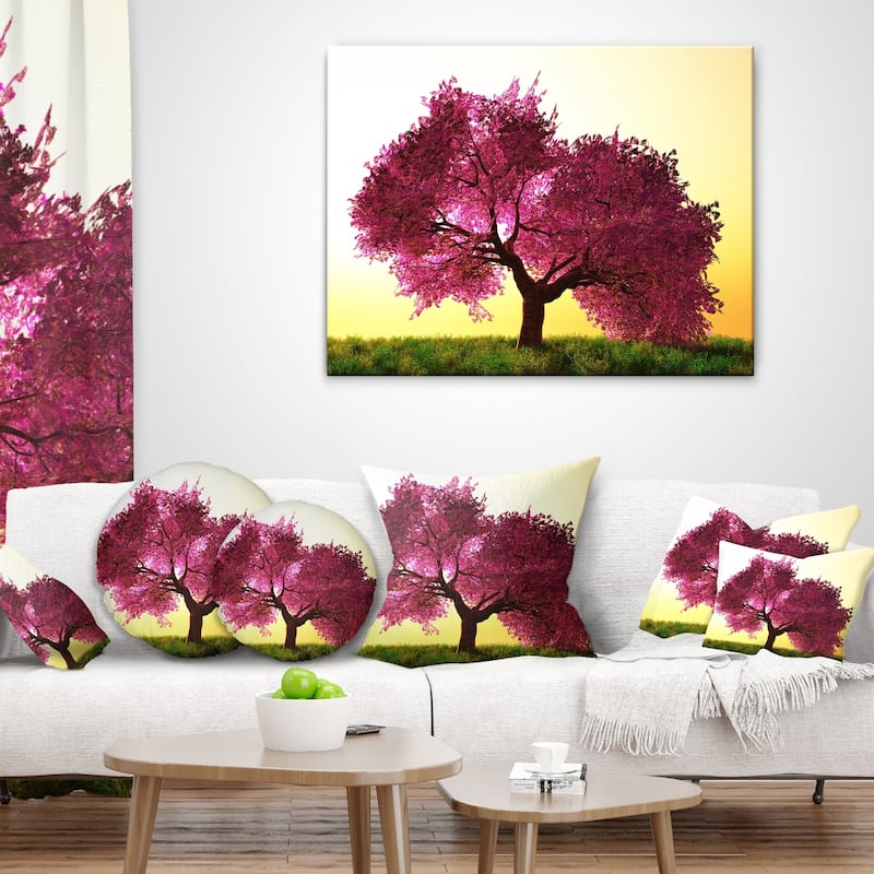 Designart 'Cherry Blossom in Beautiful Garden' Landscape Printed Throw Pillow