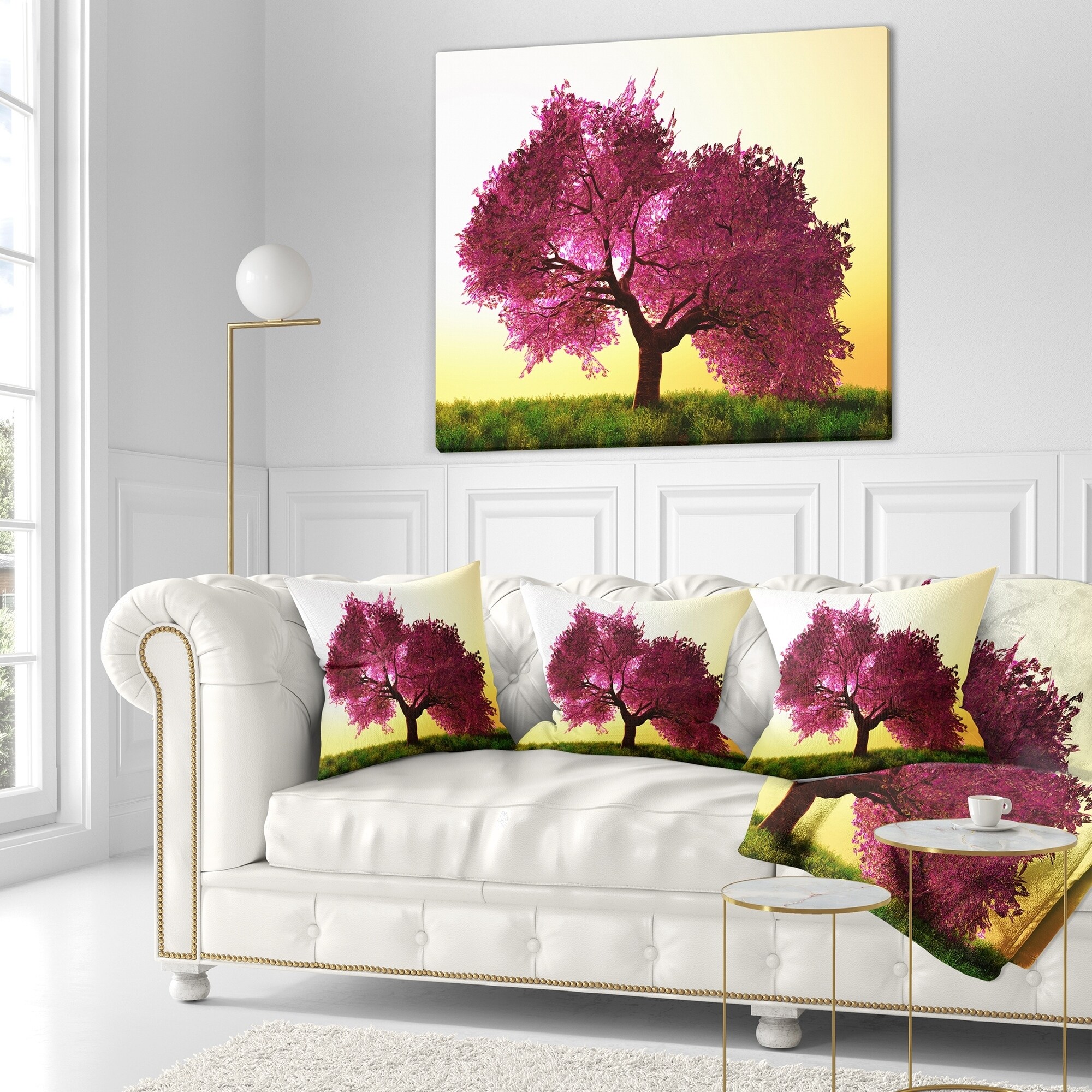 Designart CU14295-16-16 Cherry Blossom in Beautiful Garden Landscape Printed Cushion Cover for Living Room Sofa Throw Pillow 16 x 16 