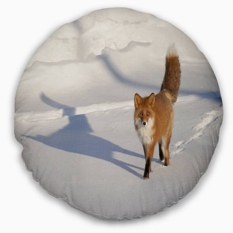 Designart 'Brown Winter Cat with Footprints' Animal Throw Pillow