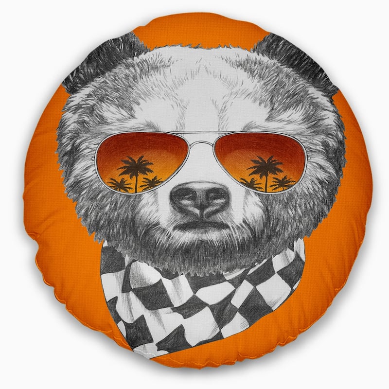 Designart 'Funny Bear with Sunglasses' Animal Throw Pillow