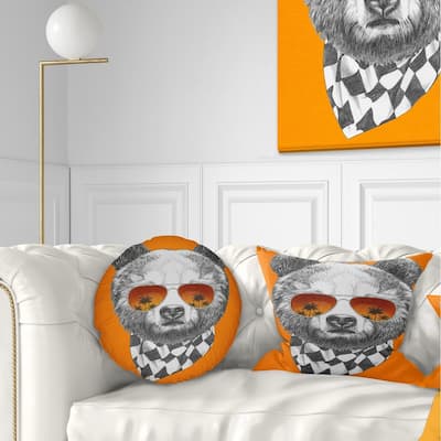 Designart 'Funny Bear with Sunglasses' Animal Throw Pillow