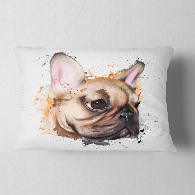Designart 'Brown Watercolor French Bulldog' Animal Throw Pillow