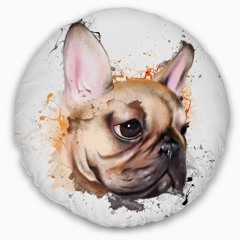 Designart 'Brown Watercolor French Bulldog' Animal Throw Pillow