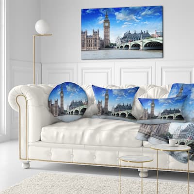 Designart 'Houses of Parliament and Westminster Bridge' Modern Cityscape Throw Pillow