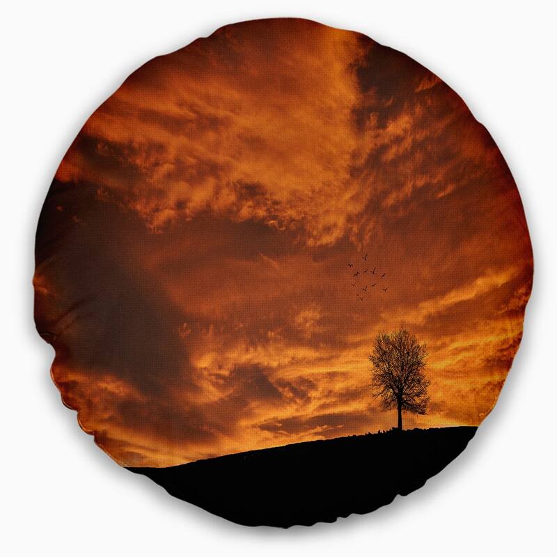 Designart 'Lonely Tree under Brown Sky' Landscape Printed Throw Pillow