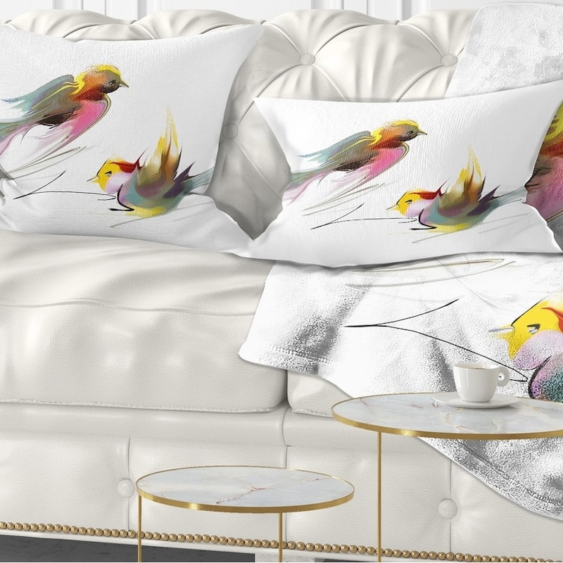 Designart 'Flying Birds Illustration' Animal Throw Pillow - Rectangle - 12 in. x 20 in. - Medium