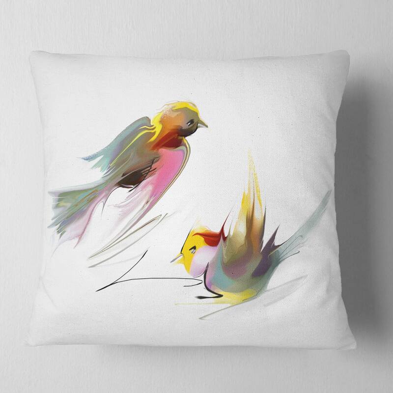 Designart 'Flying Birds Illustration' Animal Throw Pillow - Square - 18 in. x 18 in. - Medium