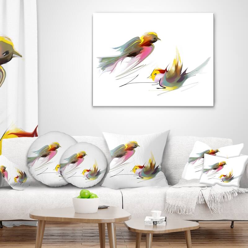 Designart 'Flying Birds Illustration' Animal Throw Pillow