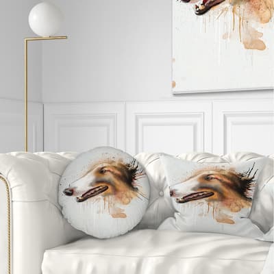 Designart 'Brown Dog Portrait Watercolor' Animal Throw Pillow