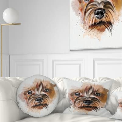 Designart 'Brown Funny Watercolor Dog' Animal Throw Pillow