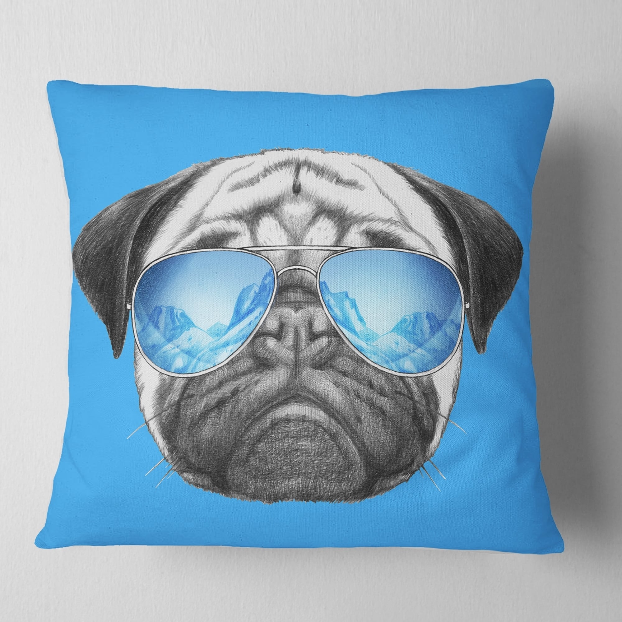 Designart CU13164-12-20 Pug Dog with Mirror Sunglasses Animal Lumbar Cushion Cover for Living Room Sofa Throw Pillow 12 x 20, 