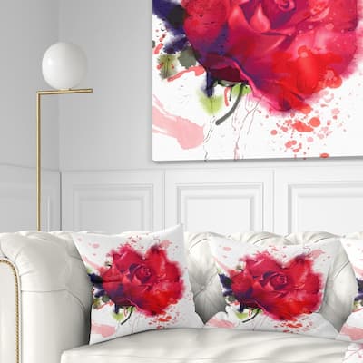 Designart 'Beautiful Bright Red Rose' Floral Throw Pillow