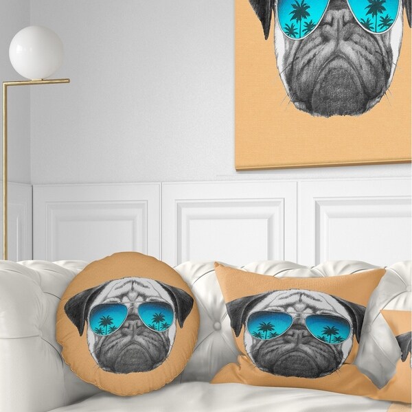 dog with glasses pillow