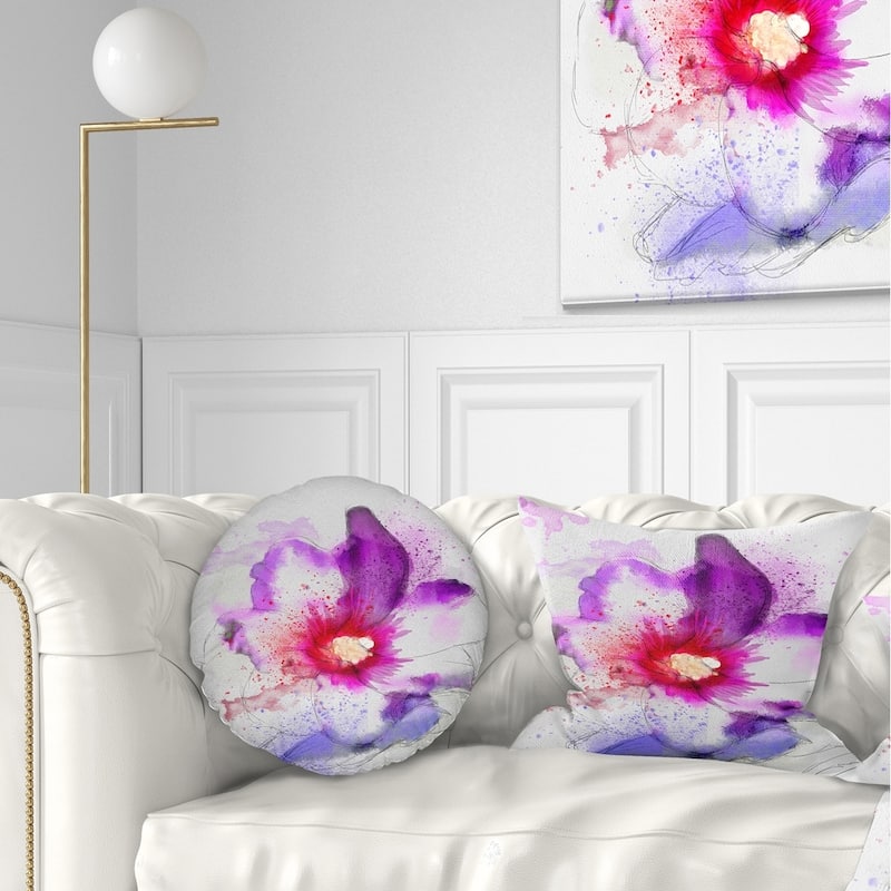 Designart 'Beautiful Pink Flower Watercolor' Floral Throw Pillow - Rectangle - 12 in. x 20 in. - Medium