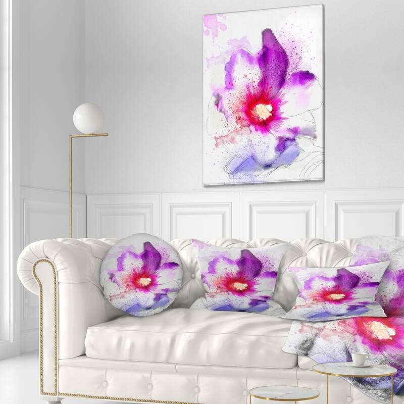 Designart 'Beautiful Pink Flower Watercolor' Floral Throw Pillow