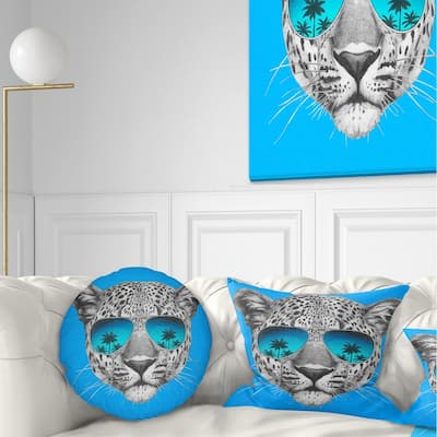 Designart 'Leopard with Mirror Sunglasses' Animal Throw Pillow